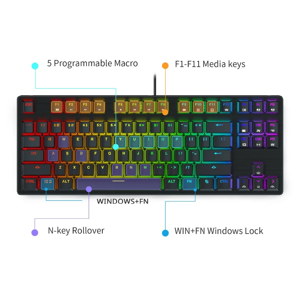 DREVO Tyrfing V2 87Key RGB Подсветка Игры Механическая клавиатура компактная
