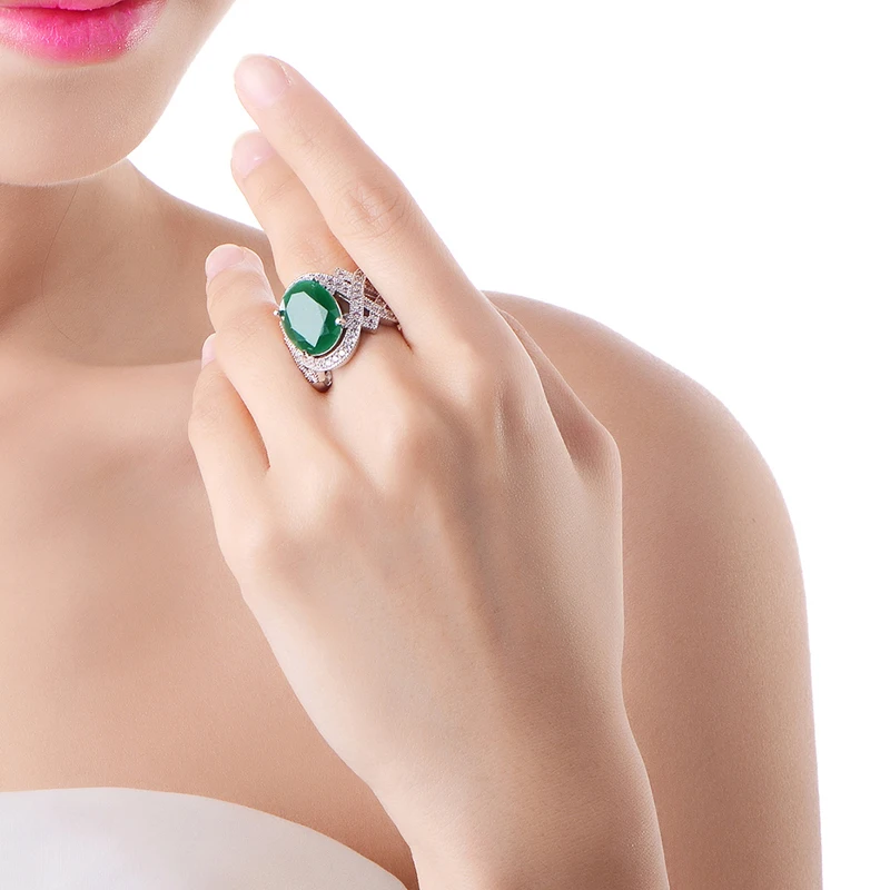 JEXXI Engagement Rings Cubic Zirconia Rings Luxurious Blue Green Black Jewelry Wedding Ring Silver Color Women Ring For Party