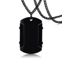  Vnox Personalize Thick Dog Tag for Men High Polished Black Stainless Steel Necklace Custom Male Jewel Gift for Him Drop Shipping 