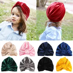 Детский Золотой бархатный индийский головной убор, бандана для девочек и мальчиков, шапка-тюрбан, Детские аксессуары для волос, повязка на