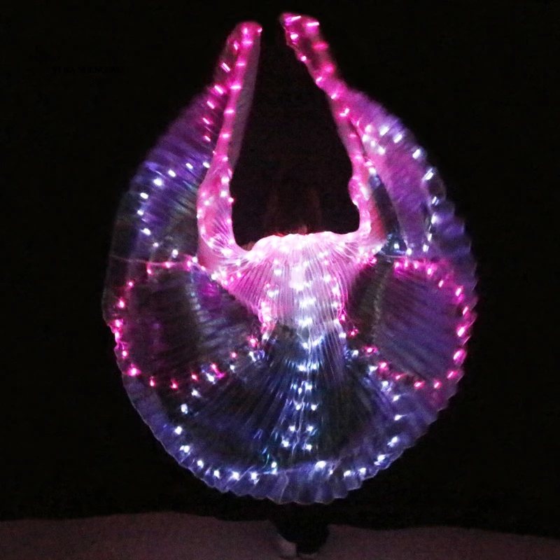 Красочные костюма танца живота светодиодный крылья аксессуары для танцев для девочек светодиодный крылья костюм светодиодный с украшением в виде крыльев бабочки; с палкой