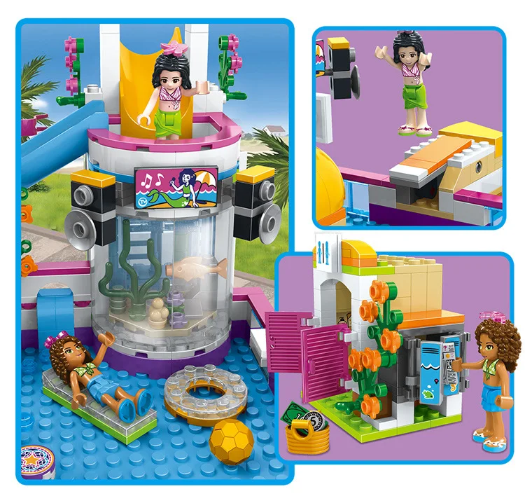 The Heartlake Swimming Pool Friends Building Blocks Compatible with Legoings Friends 37029 Kits Bricks Children Toy Gift