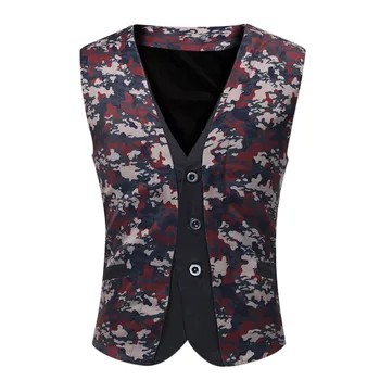 

Hip Hop Casual Jacket Coat Men Printed Jacket Sleeveless Pocket Winter Vest Suit V-Neck Button Windbreaker Military Clothes