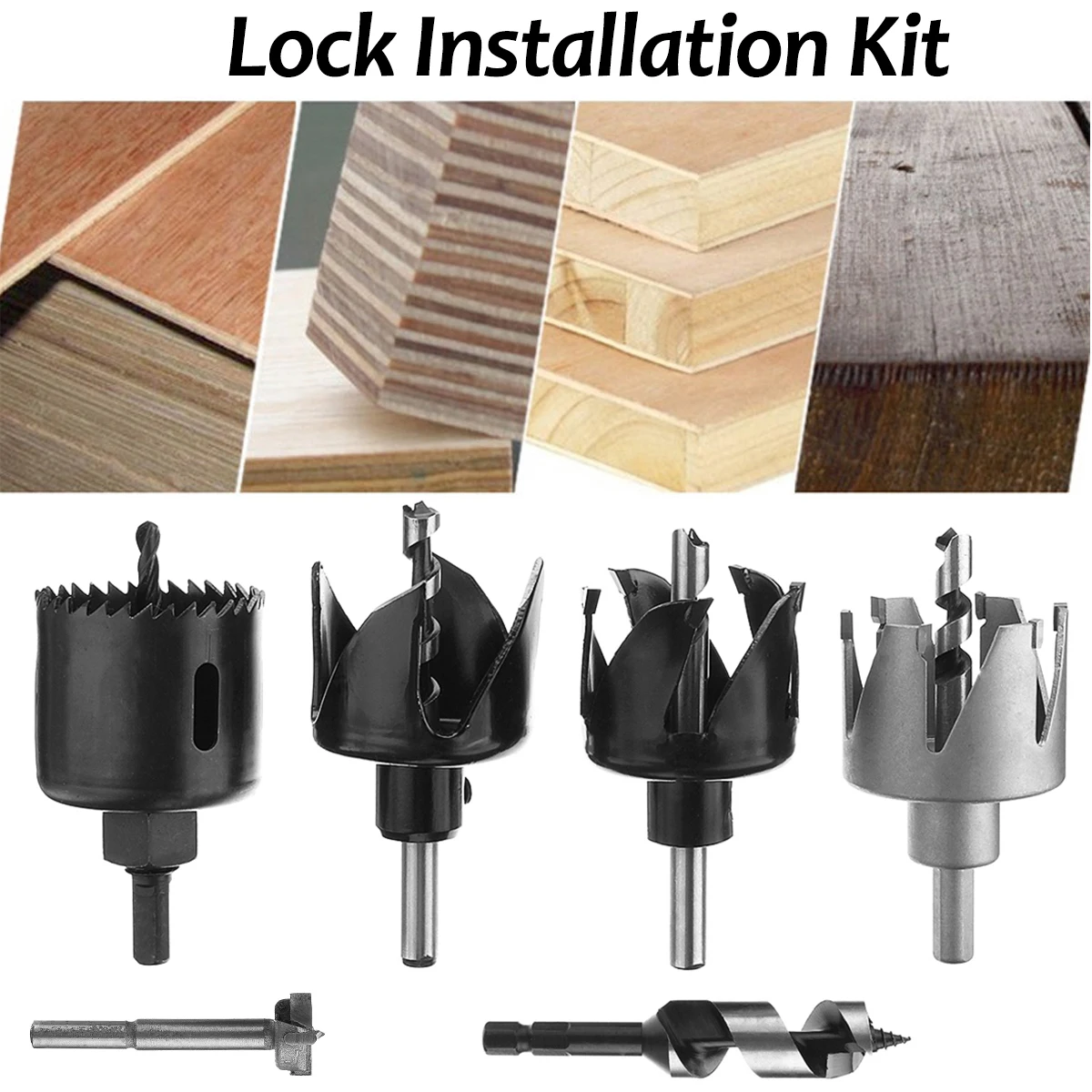 

Door Lock Installation Kit Carpenter Hole Saw Drill Bit Lock Installation Cutter Auger Woodworking for Wooden Metal