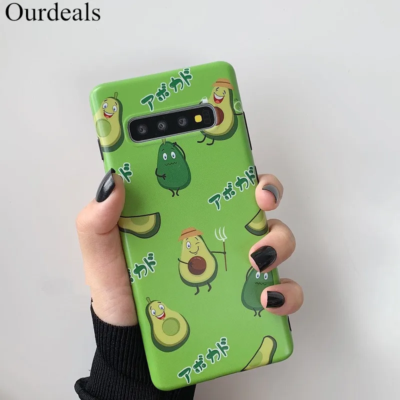 

Ourdeals Avocado Cute Cartoon Phone Case For Samsung Galaxy S10 S9 S8 Plus Note 8 9 Soft Silicone Case Cover for Galaxy S10 Plus