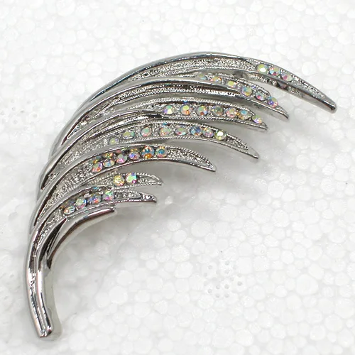 

60pcs/lot Mixed Color (Can Notes Color) Wholesale brooch Rhinestone Feather Pin brooches Wedding Party jewelry gift C102076