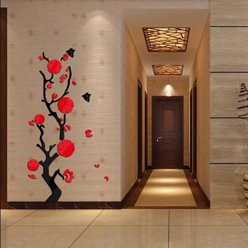 

hot sale wall stickers acrylic mirror diy sticker home decoration 3d sticker living room modern Beautiful flowers design