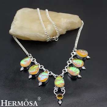 

HERMOSA Jewelry Charming Fashion Women Necklace 925 Sterling Silver inlay DICHROIC GLASS Necklace Length 17 inch (43.5cm) LM173