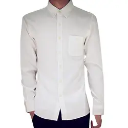 Новый 2019 Для мужчин чистый Цветная рубашка Slim Fit Модная одежда с длинными рукавами Повседневные рубашки для работы Для мужчин рубашки