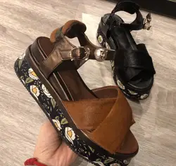 2018 Обувь- Лидер продаж женские удобные сандалии на платформе Ремешок на щиколотке Туфли без каблуков Дизайн женская обувь с открытым