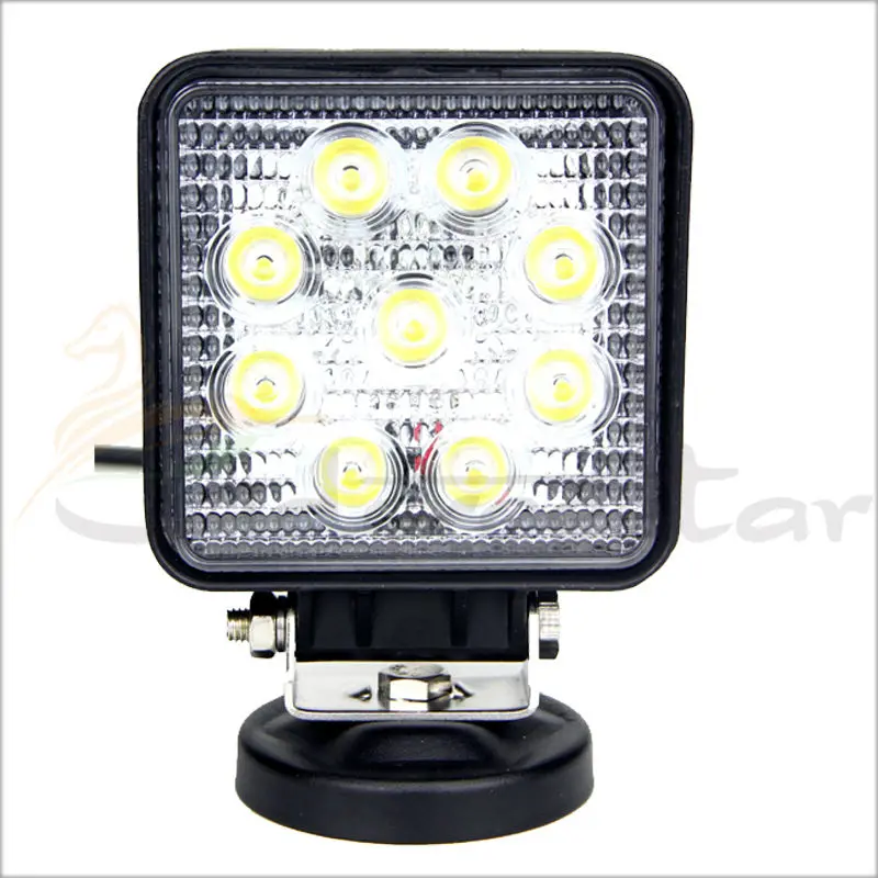 

4inch Square 27W LED Work Light 12V IP67 Spot/Flood Fog Light Off Road ATV Tractor Train Bus Boat ATV UTV Driving Light