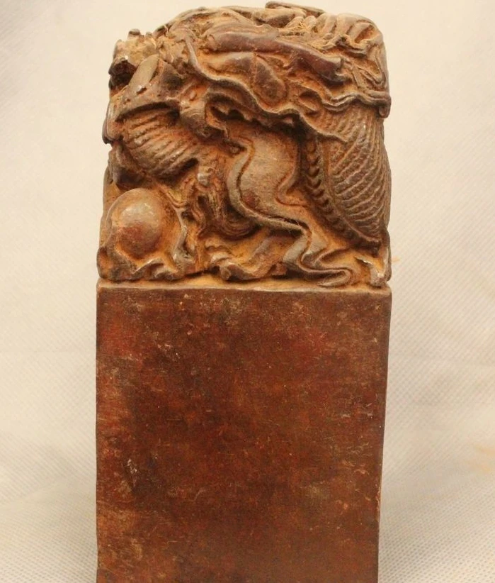 

6" Marked Chinese Folk Old Bronze Emperor General Animal Dragon Turtle Seal