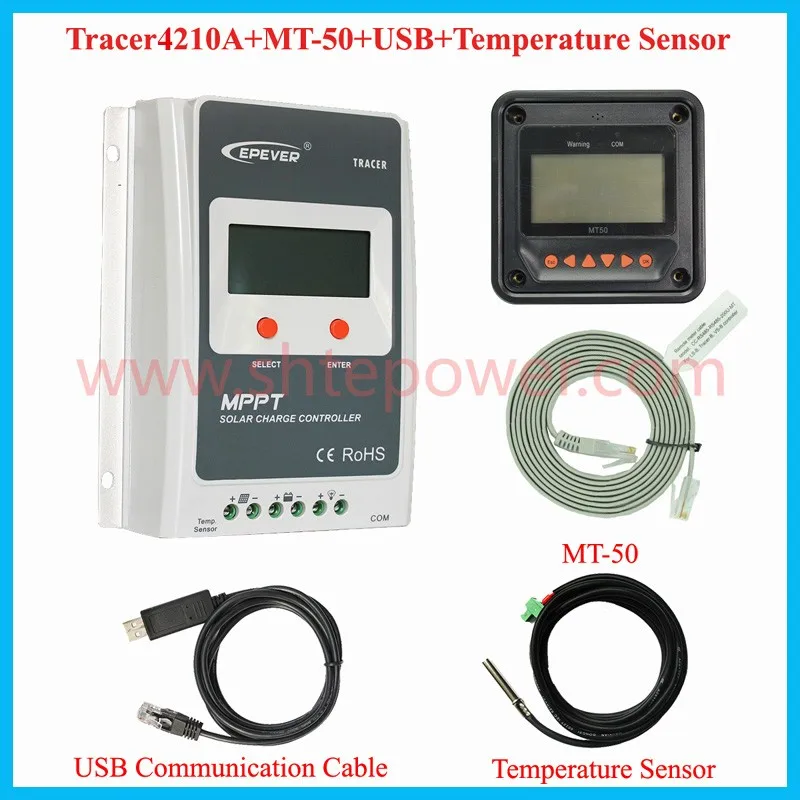 

Tracer 4210A 12V 24V Auto Work MPPT Solar Charge Controller 40A With USB and Sensor
