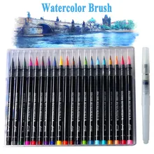20 Цвет+ 1Pen комплект премиум Рисунок живопись мягкая ручка воды Цвет маркеры щеток ручка для Цвет ing книги манга комиксов каллиграфия