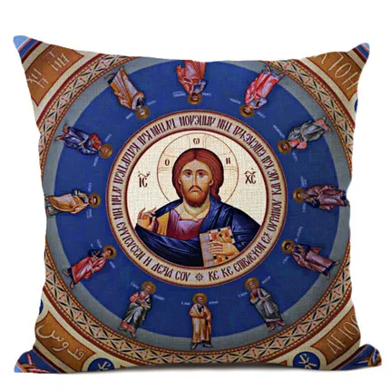 Art cushion cover Christian culture Bible cross Jesus pattern cotton and hemp pillow living room sofa decoration 45x45cm - Цвет: 14