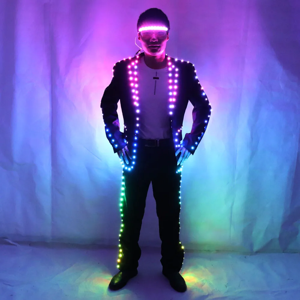 Цифровой полноцветный светодиодный костюм, IC пульт дистанционного управления светодиодный пиджак для бара, Свадебный мужской костюм