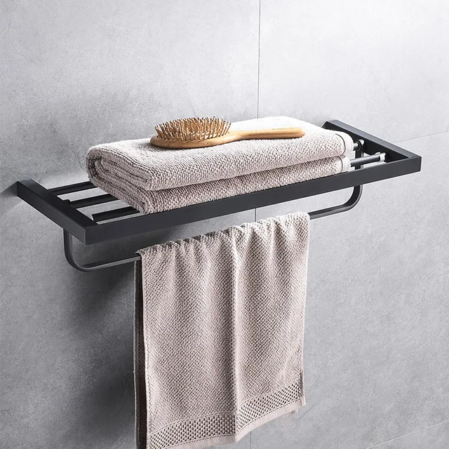Black square bathroom accessories set wall mounted stainless steel