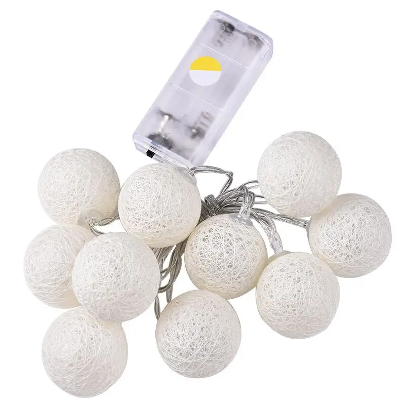 Светодиодный светильник-гирлянда с хлопковыми шариками, размер s, диаметр батареи 1,2 см, 10, светильник-гирлянда с хлопковыми шариками, сказочный светодиодный светильник, украшение s