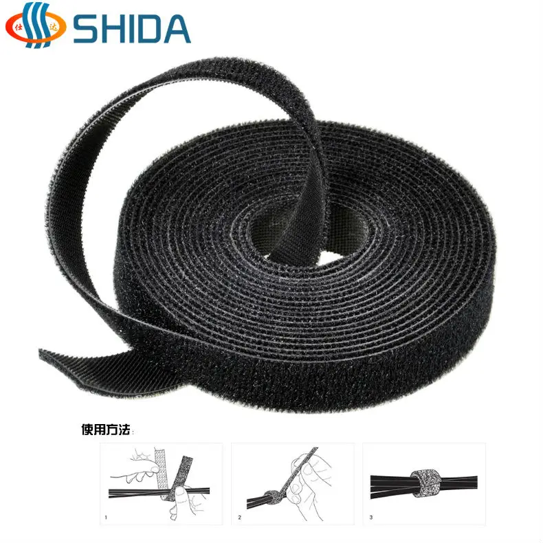 

1.5cm*10m free cutting ultrathin Back To Back Cerclage Band Hook & Loop, Fastener computer Nylon cable ties, strapping tape