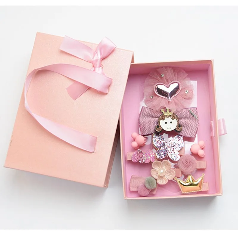 

MIXIU Kids Girls Cartoon Hair Accessories Boutique Bows Crown Princess Animal Alligator Clips Cute Baby Gifts Box Set Headwear