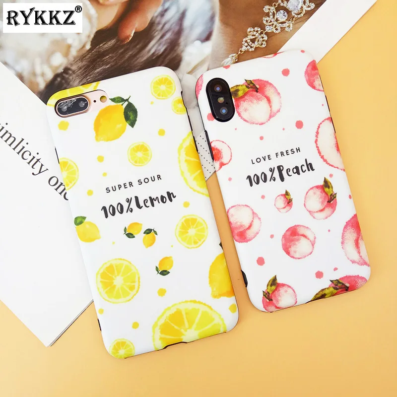 Летом свежие фрукты лимон персик крышка для iPhone X 10 матовый мягкий силиконовый
