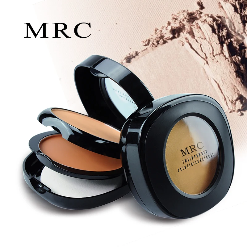

MRC 3IN1 Pressed Powder Compact Palette Face Foundation Base Contour Makeup Palette Concealer with Puff