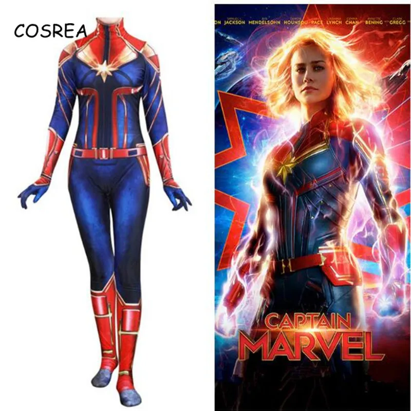 

Movie Captain Marvel Cosplay Costume Carol Danvers Avengers Superhero Zentai Bodysuit Suit Halloween Costume Women Adult Kids