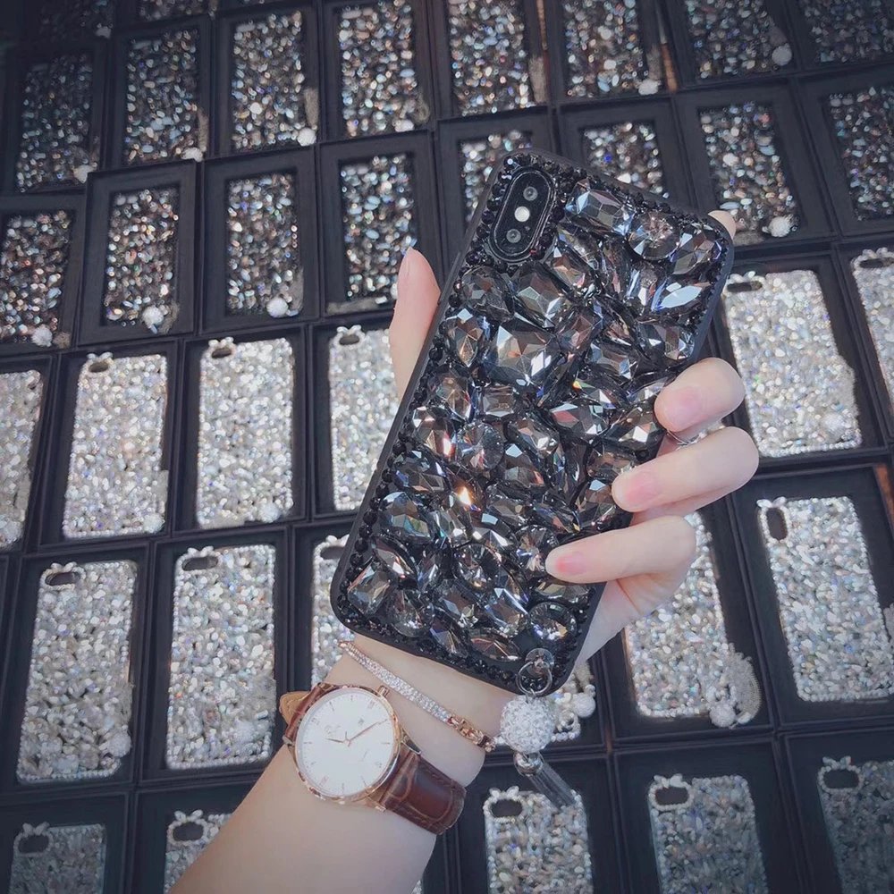 NYFundas для iphone 8 Plus 7 6 S X чехол со стразами противоударный большой камни бусины