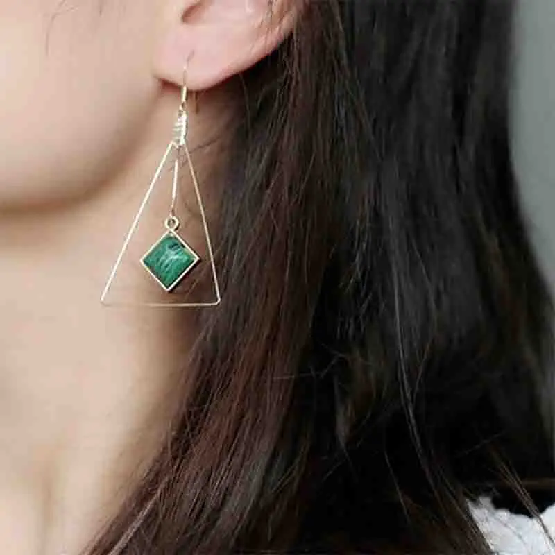 New European and American geometric elements popular earrings triangle synthetic temperament long ladies fash | Украшения и