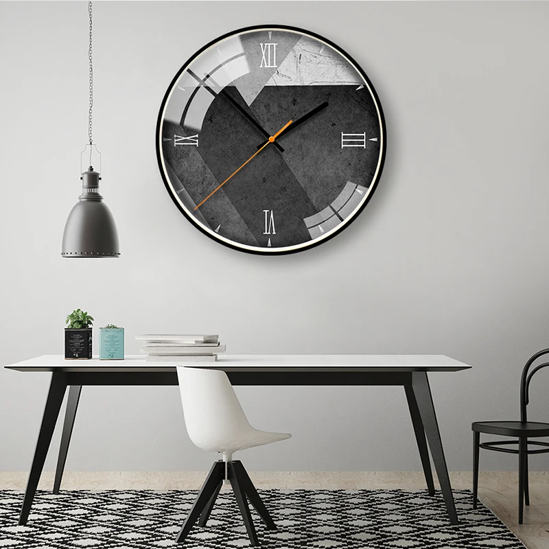 Настенные часы с серым цементом, креативные настенные часы для дома, бесшумные часы с сканированием, высококачественные серые украшения, модные, маленькие, свежие aO292
