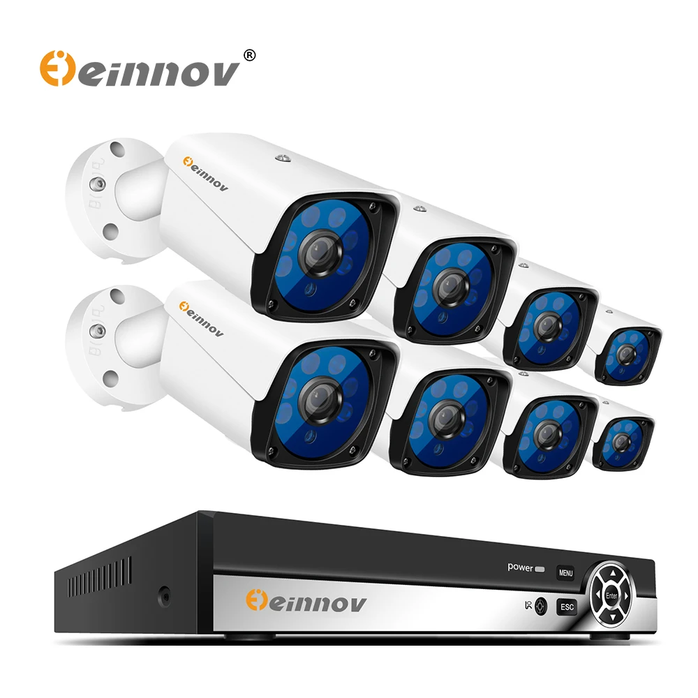 

Einnov 8Ch video surveillance kit 2mp 8 cameras 1080P AHD security camera system Set With DVR P2P APP Remote View XMEye IR View