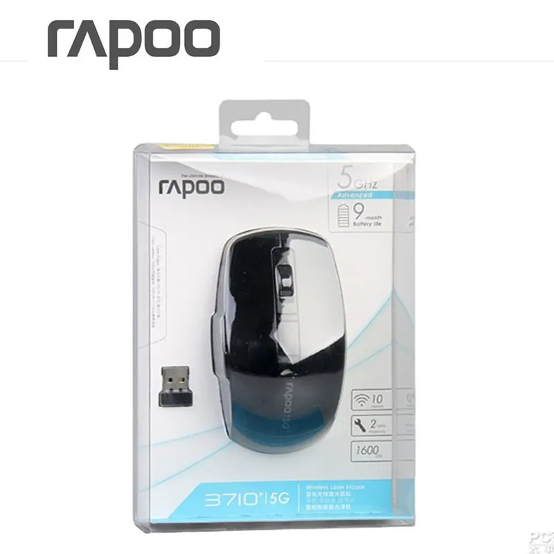 

Original Rapoo 3710P 5.8G Laser Gaming Mice Ergonomic Wireless Mouse With 1600DPI Laser Engine for Macbook Laptops Desktops PC