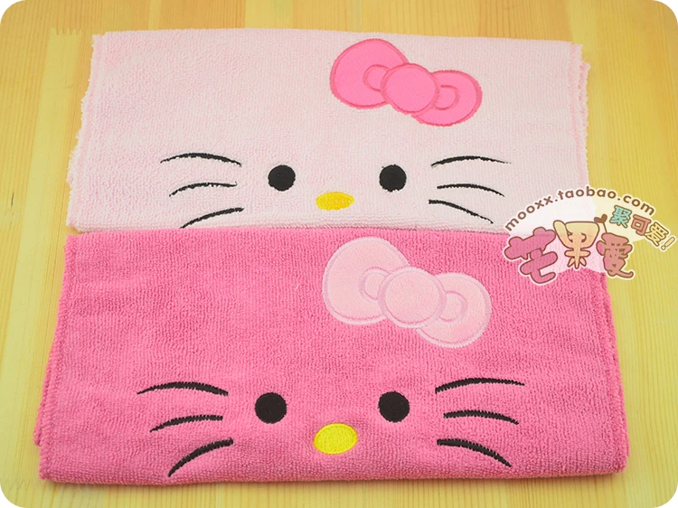 Home Textile Cartoon Hello Kitty Face Towels for bathroom or washing to