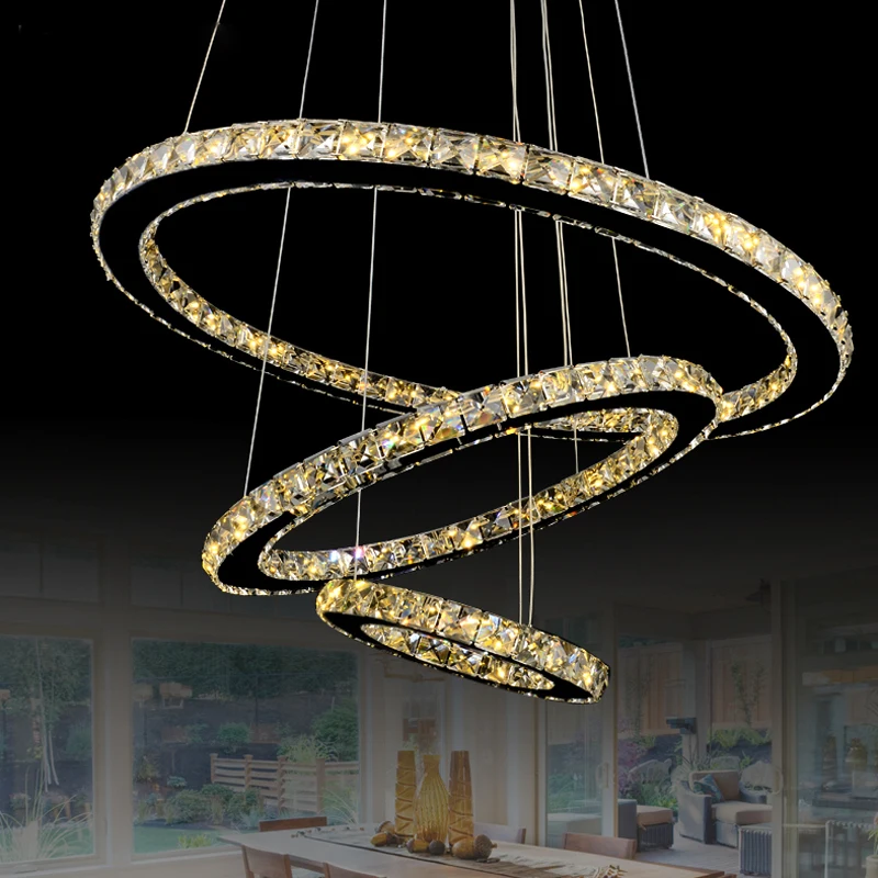 

Free Shipping Modern Led Pendant Light Led Pendant Lamp Clear Crystal Stainless Steel 90-265V Suspension Lamp Dinning Pendant
