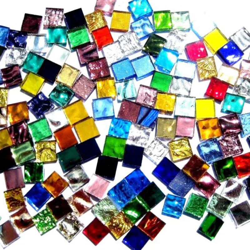 100g Multi Colors Square Clear Glass Mosaic Tile DIY Crafts Transparent Stone Children Puzzle Creativity Art Stone Gift