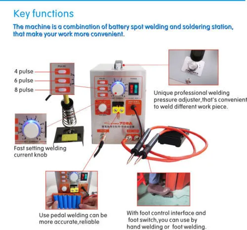 2в1 709A микро-компьютер педаль управления батарея точечный Сварщик+ пайка 220 В