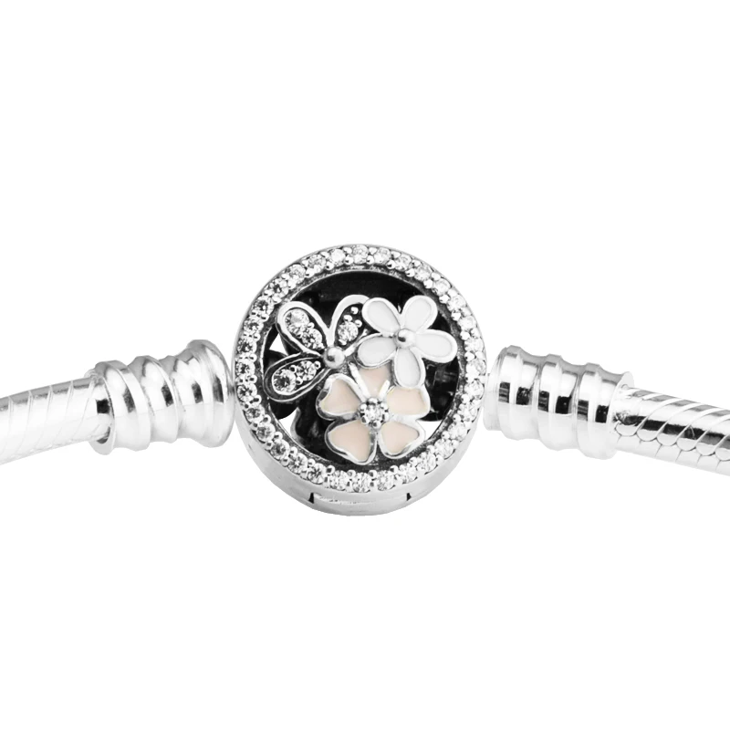 

Pandulaso POETIC BLOOMS MIXED ENAMELS Bracelet For Woman DIY sterling silver jewelry making Fit European Beads Fashion Woman DIY