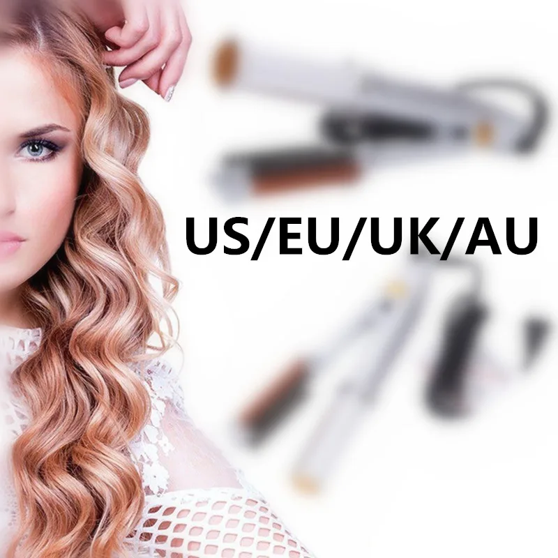 

Professional 2 in 1 Hair Straightening Iron Curling Iron Rotating Iron Style Hair Straightener Style Tool Silver