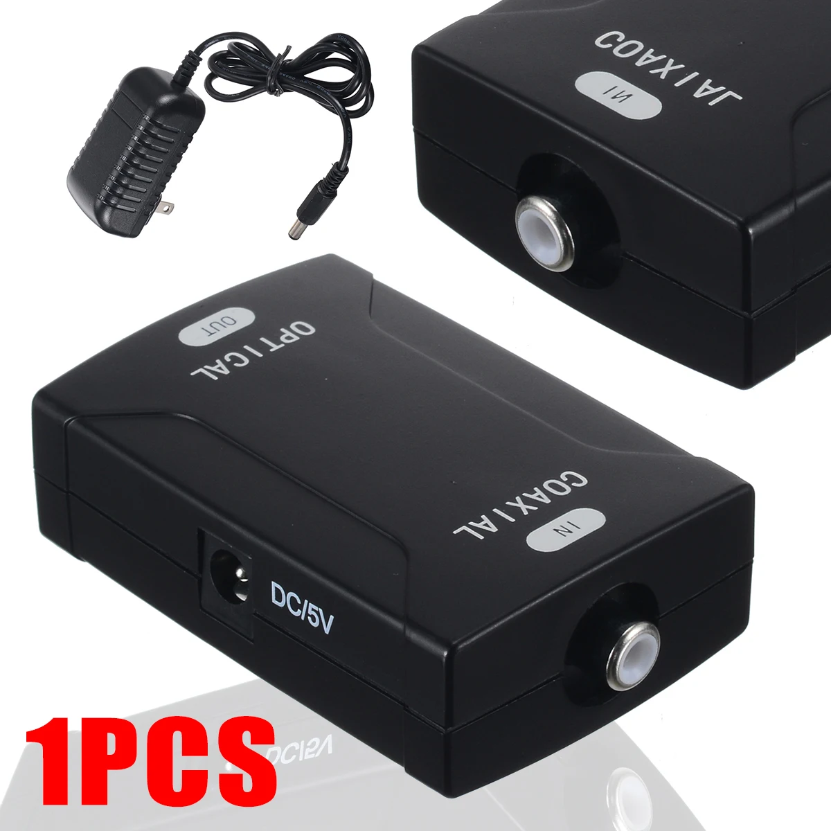 Coax Coaxial RCA Audio Signal To Optical Toslink SPDIF Digital Audio Signal Converter Adapter Box 96KHz