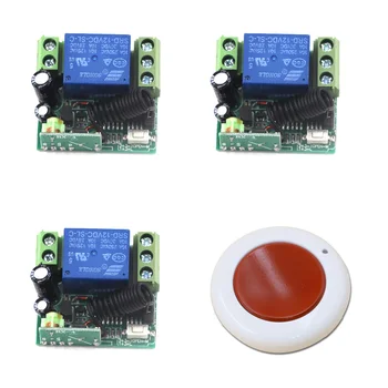 

New DC12V Learning Code Wireless Remote Control Switch Wall Panel Sticky Remote Controller+3pcs Receivers with Learning Code