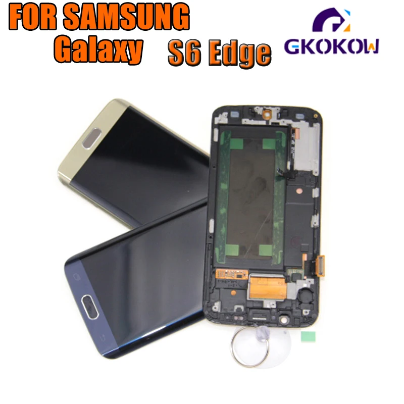 Дисплей Super AMOLED для SAMSUNG Galaxy s6 edge LCD + рамка G925 G925F G925I сенсорный экран дигитайзер