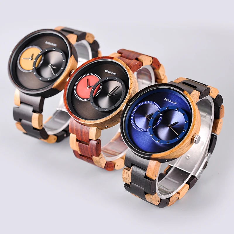 Multiple Time Zone BOBO BIRD Wooden Watch Men Women Fashion Stylish Wood Wristwatch Timepiece relogio masculino L-R10
