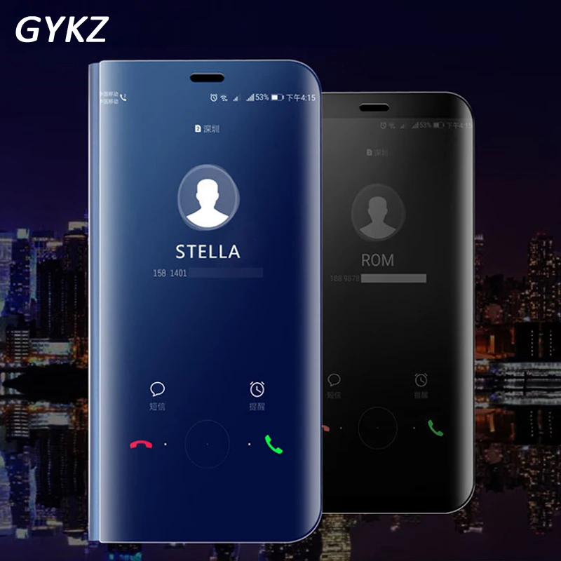 

GYKZ Mirror Flip Case For Huawei P10 Lite P10 Plus Mate 10 Pro Smart Clear View Phone Cover For Mate 10 Lite Stand Coque Capa