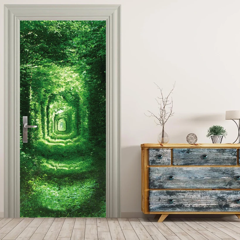 3D принты зеленый прохода плакат ПВХ водонепроницаемый весь дверной стикер креативные наклейки Наклейка на дверь DIY фреска спальня домашний декор