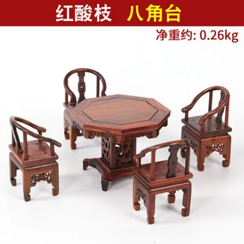 

Red wood carving red acid octagonal crafts miniature furniture model