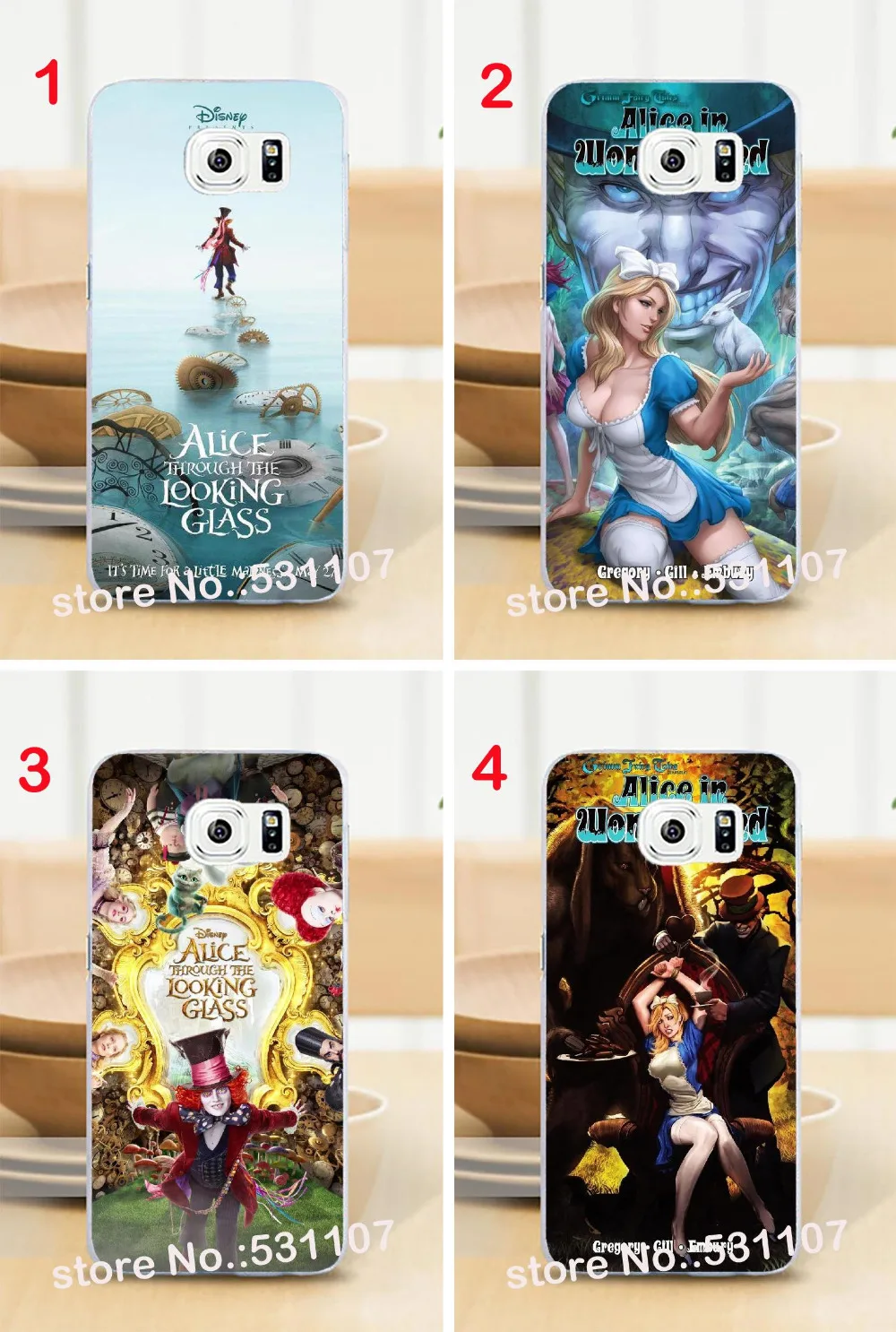 Alice in wonderland 2 Hard Skin stealth Transparent Cover Case for samsung galaxy s3 s4 s5 s6 s6Edge s7 |