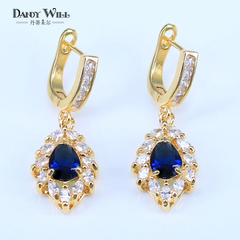 Простой стиль Дубай золотой цвет ювелирные изделия роскошный синий кубический цирконий ожерелье серьги браслет наборы вечерние набор украшений для женщин