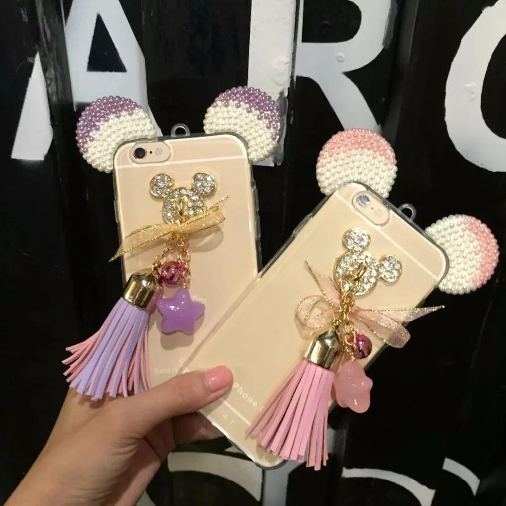 Для iphone 6 s плюс splus Симпатичные микки минни moust кисточкой металл прозрачная крышка
