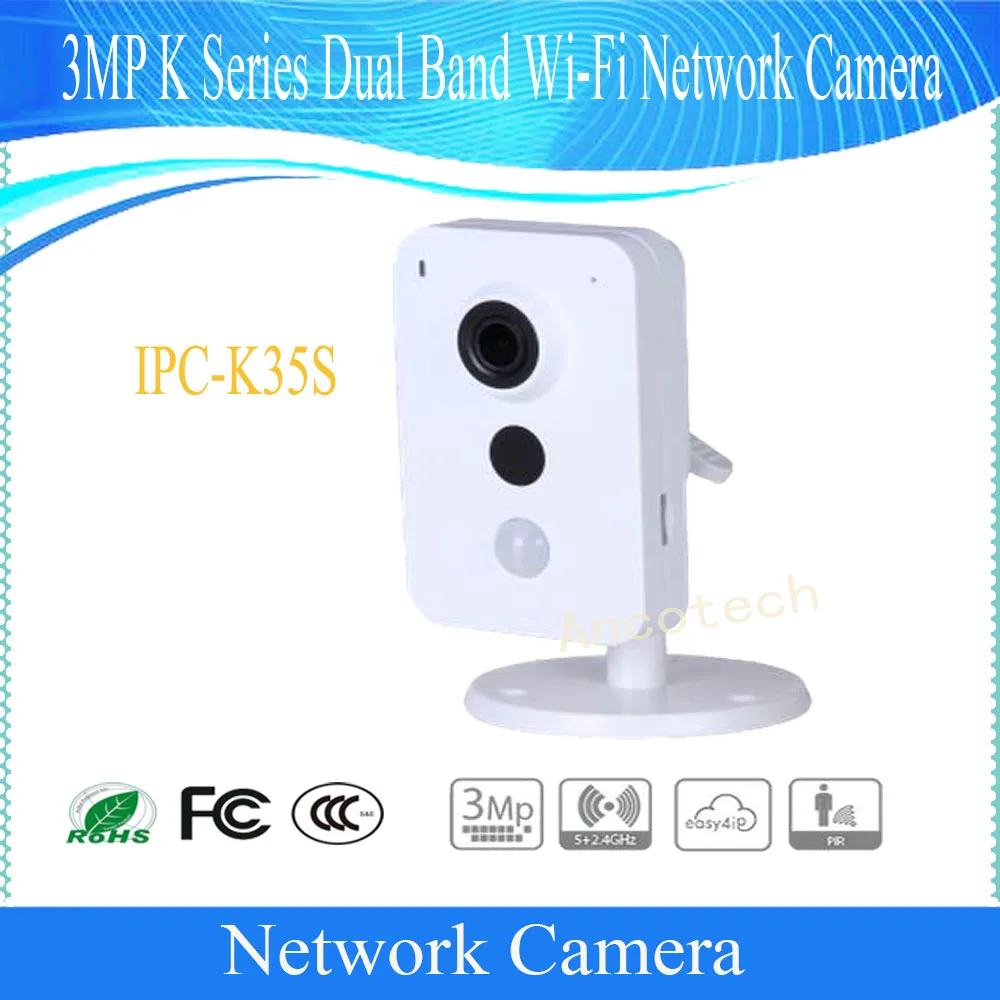 

Free Shipping DAHUA Security WIFI Camera CCTV 3MP K Series Dual Band Wi-Fi Network Camera without Logo IPC-K35S