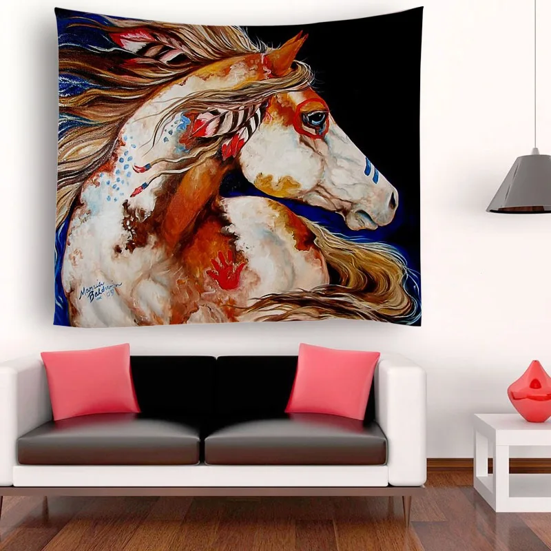 

horse Tapestry Home Decorative Polyester New Design Wall Hanging Yoga Mat Tablecloth Beach Towel Wall Cloth Tapestries tap306